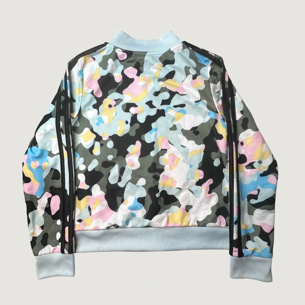 Adidas Track Jacket Kids S 7/8 AP4545 Multi-Color Camo 3-Stripes Full Zip